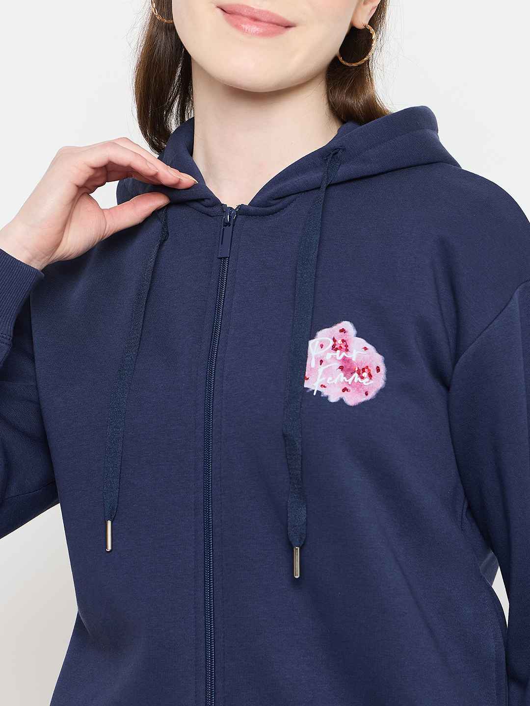 Madame Hooded Blue Sweatshirt with Zipper - Image 7