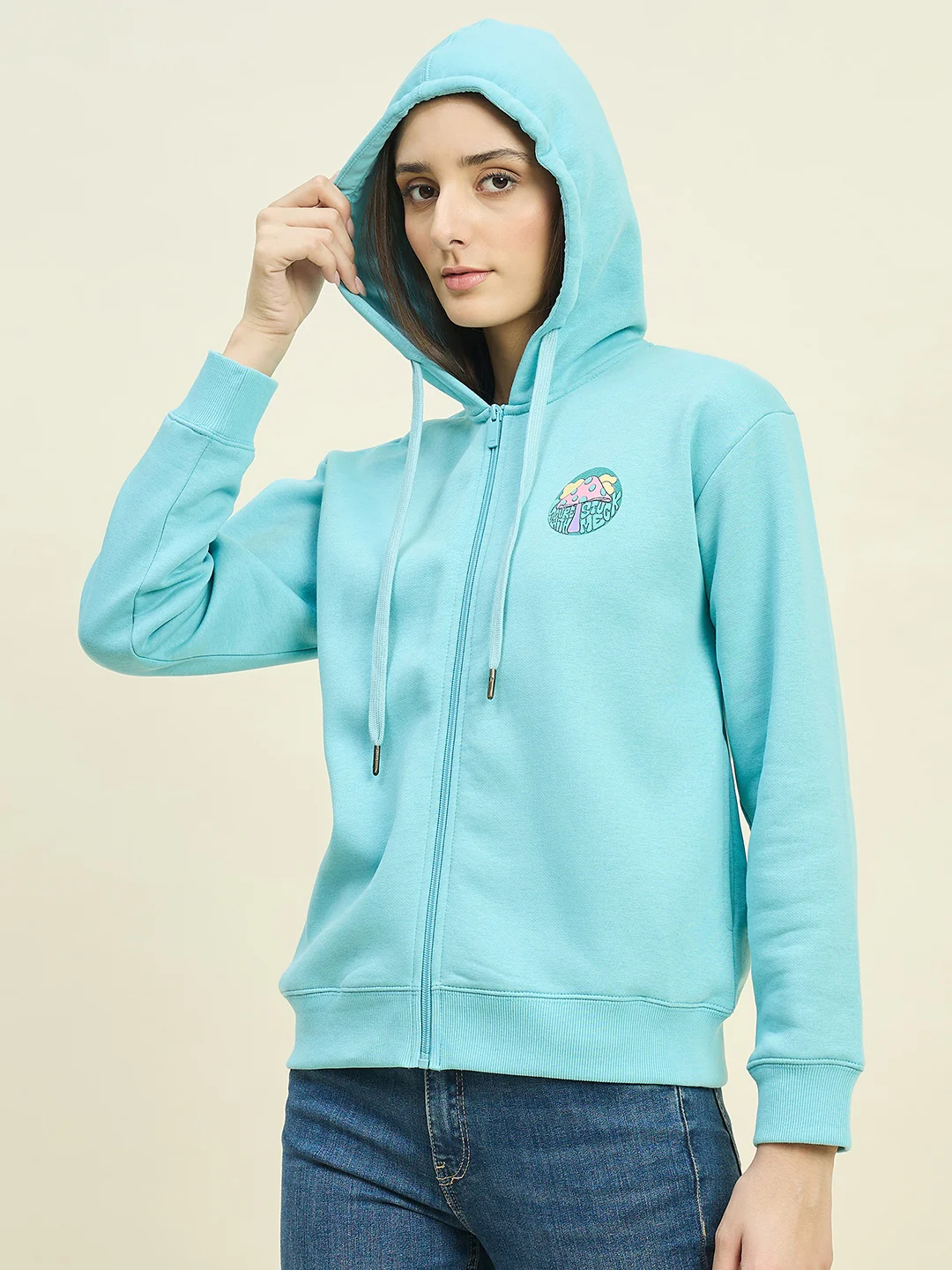 Madame Blue Cotton Blend Hooded Sweatshirt - Image 5