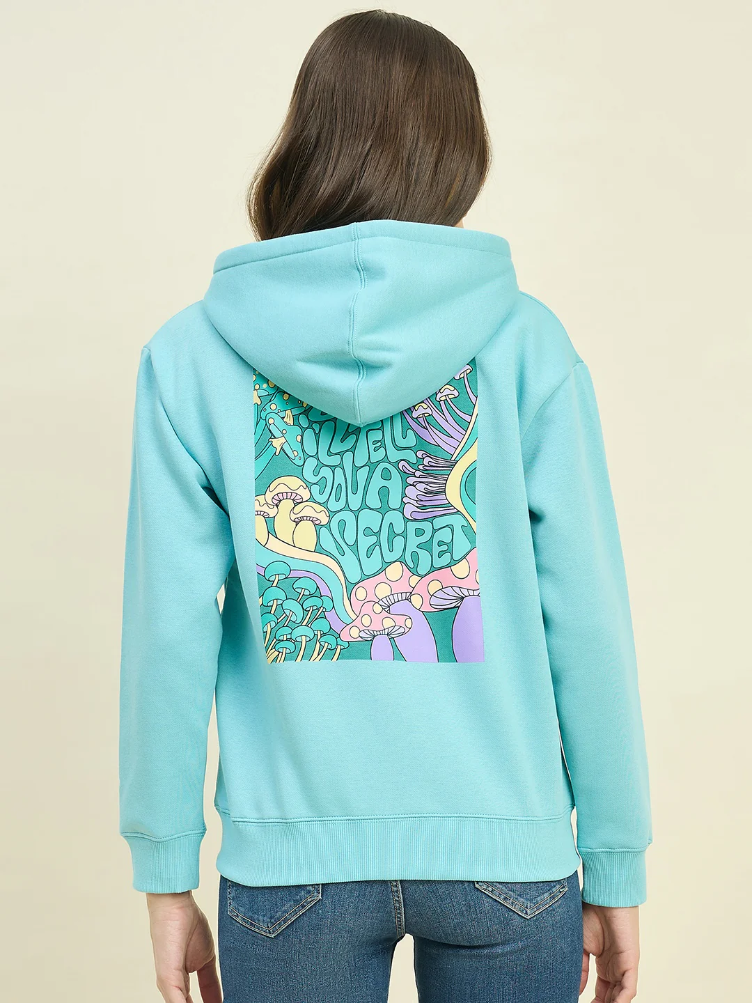 Madame Blue Cotton Blend Hooded Sweatshirt - Image 6