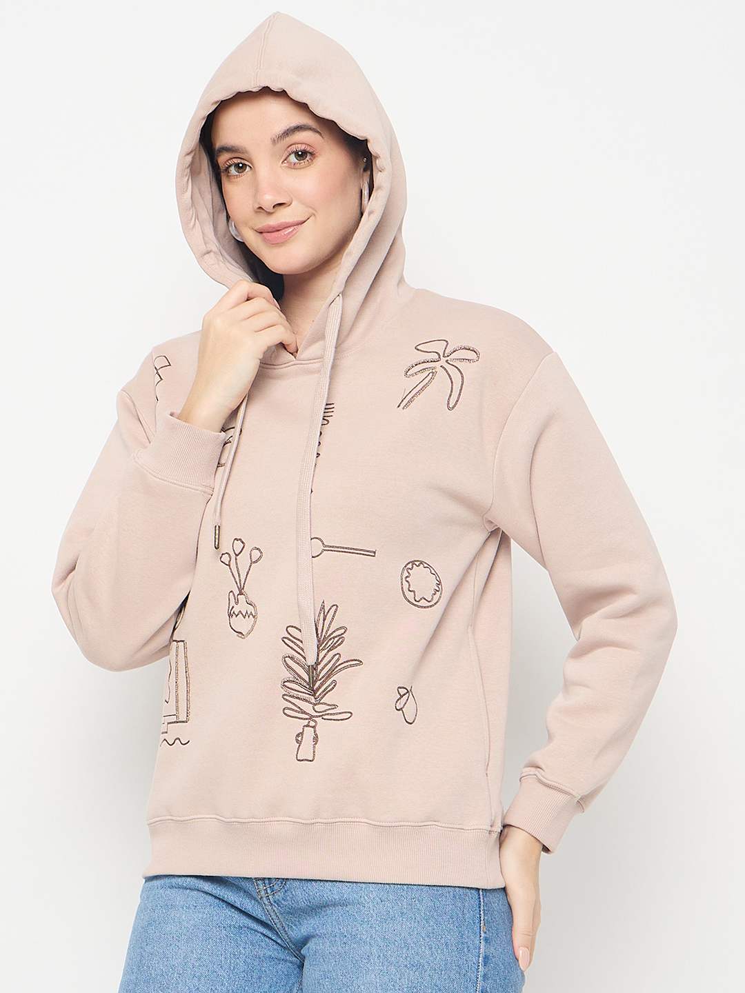 Madame Embroidered Cotton Blend Beige Sweatshirt - Image 5