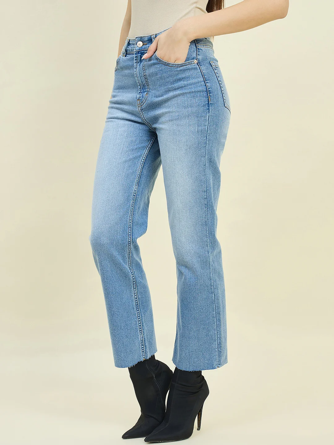 Madame Light Blue Straight Fit Jeans - Image 5