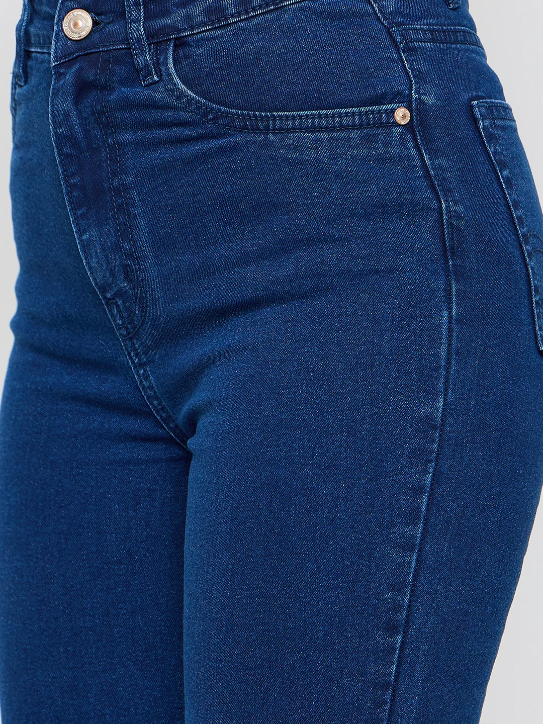 Madame Cotton Blend Dark Blue Flared Jeans - Image 6