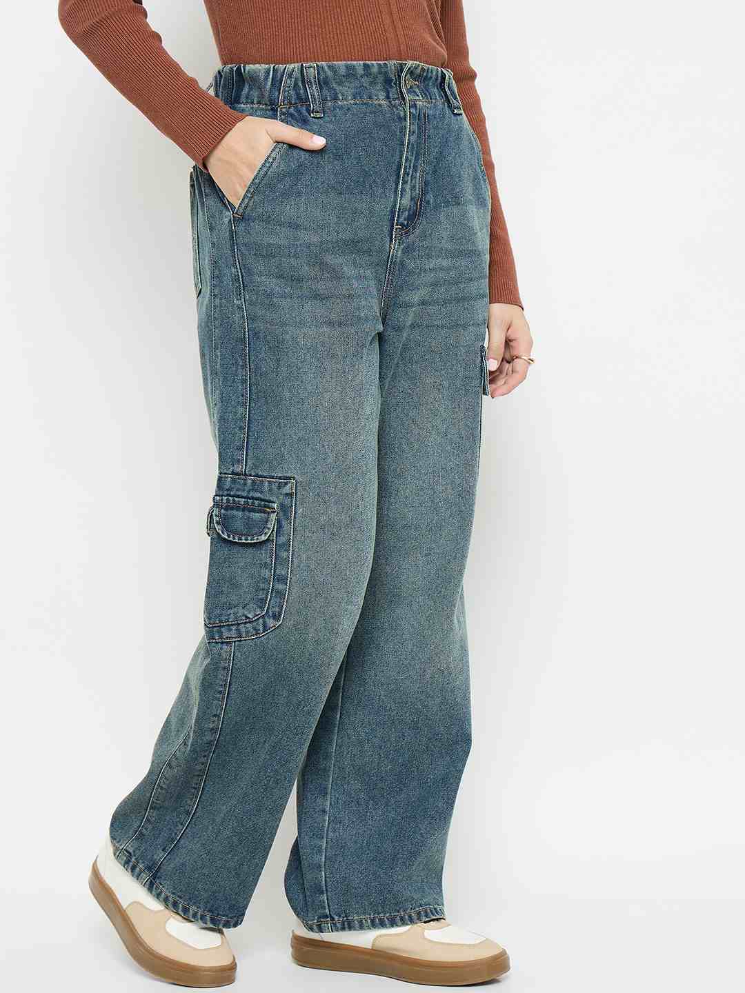 Madame Mid Blue Cargo Jeans - Image 4