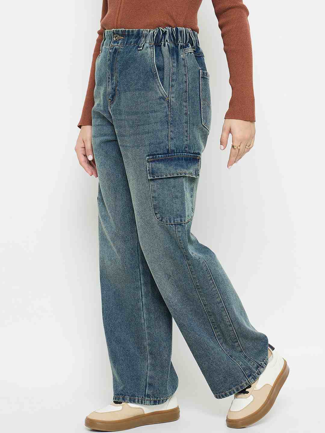 Madame Mid Blue Cargo Jeans - Image 5