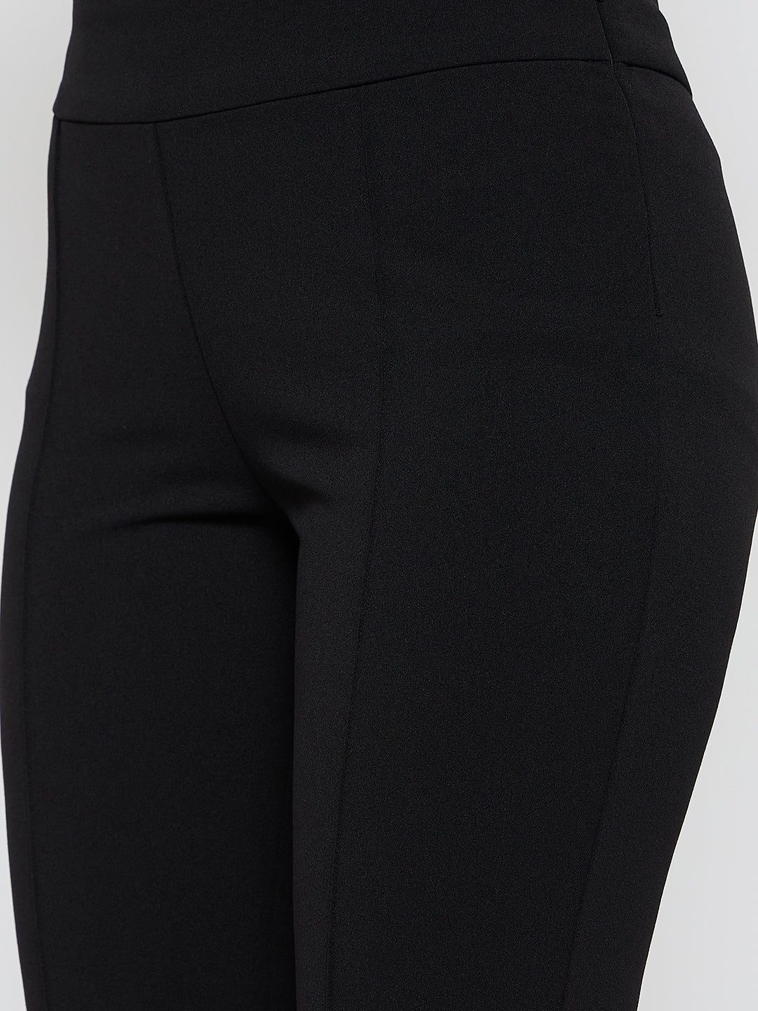 Madame Pleat Detailed Solid Black Flared Trousers - Image 6