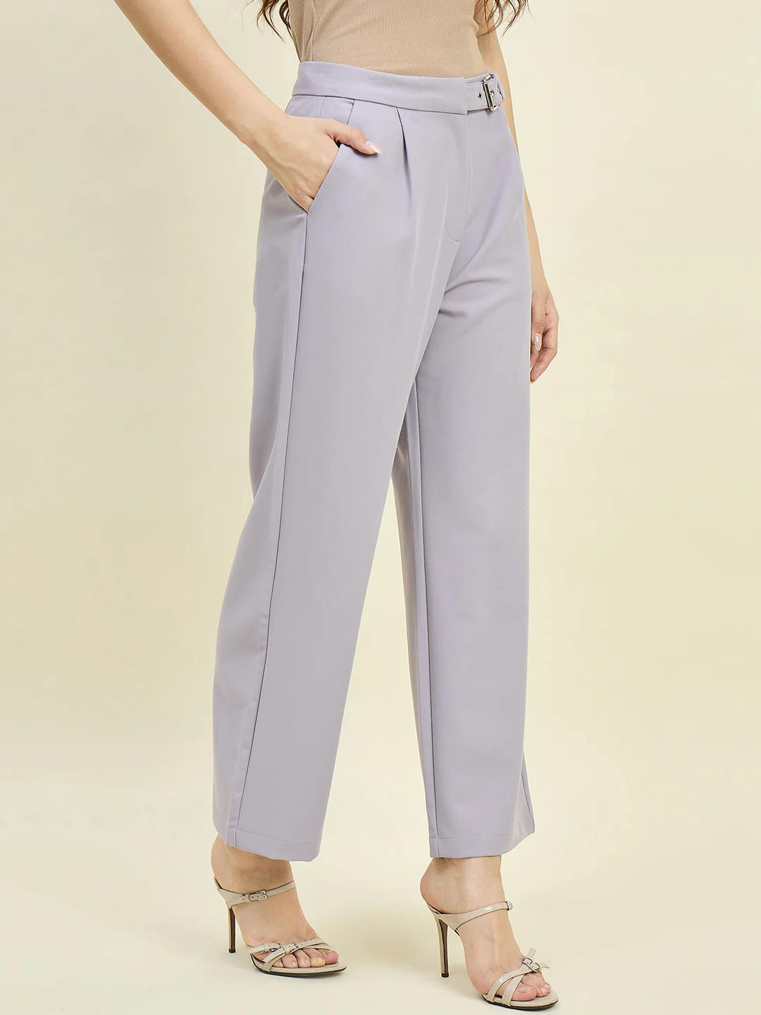 Madame Lilac Relaxed Fit Trousers - Image 4