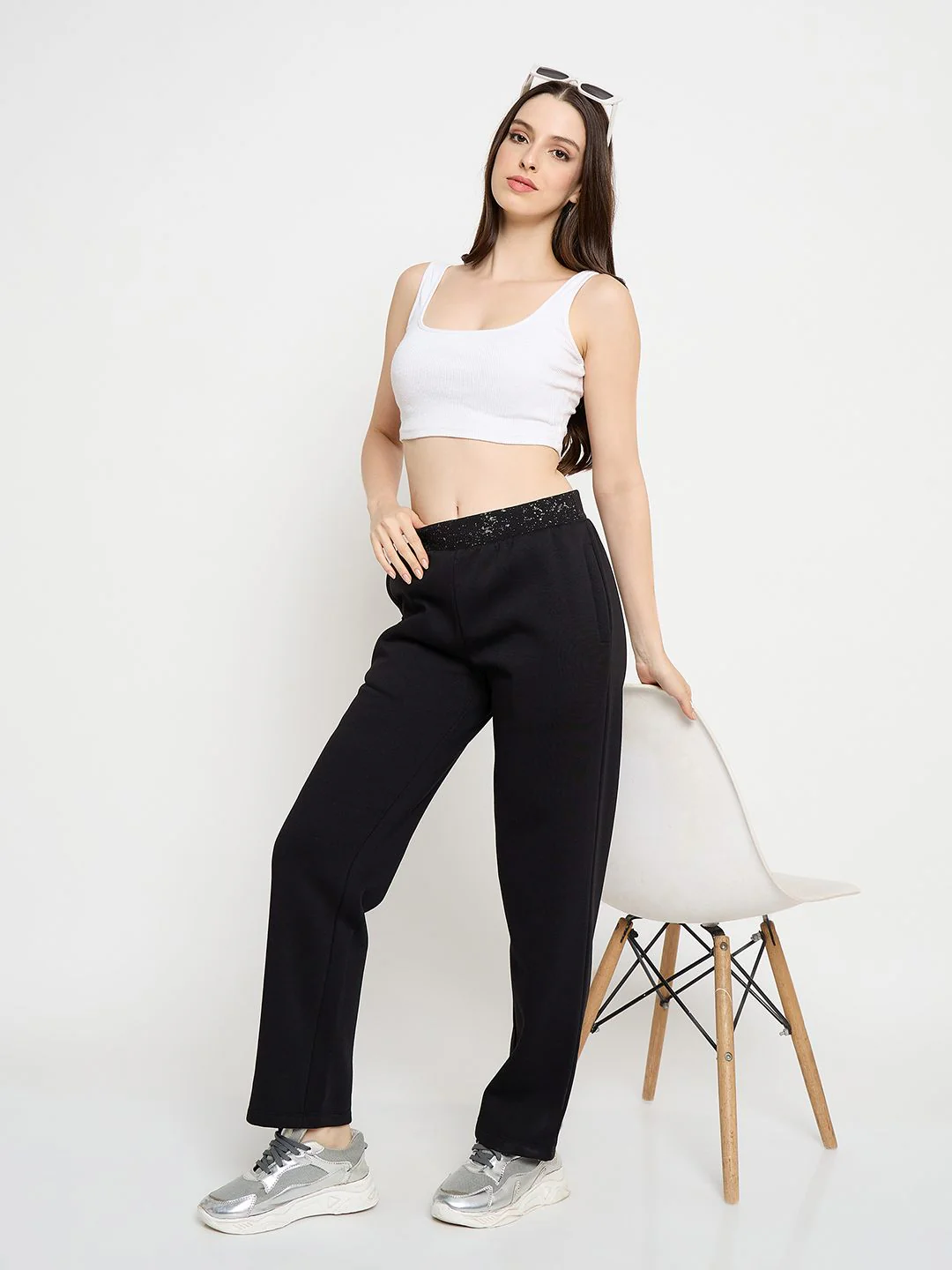 Madame Abstract Print Black Tapered Track Bottoms - Image 2
