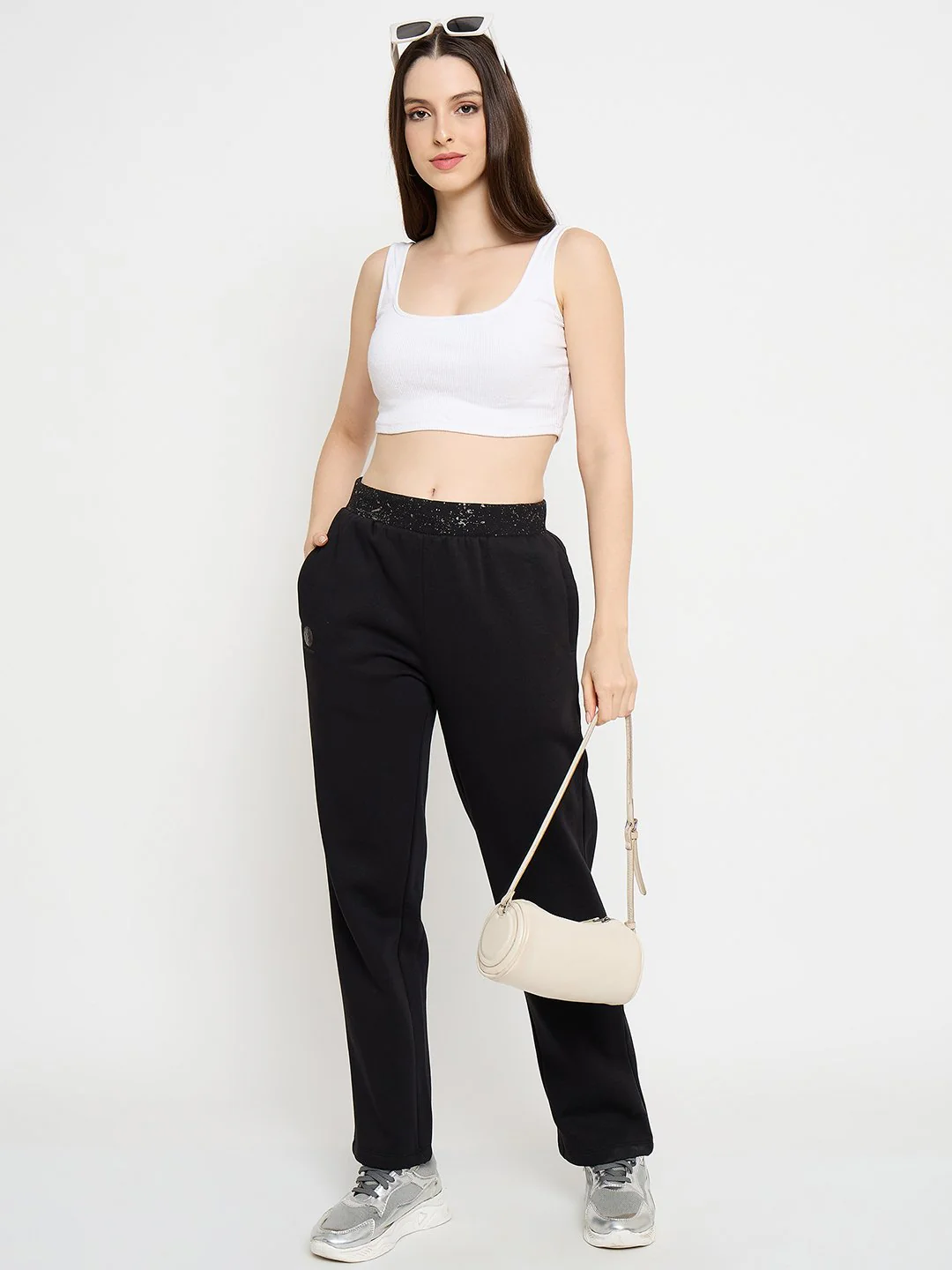 Madame Abstract Print Black Tapered Track Bottoms - Image 3