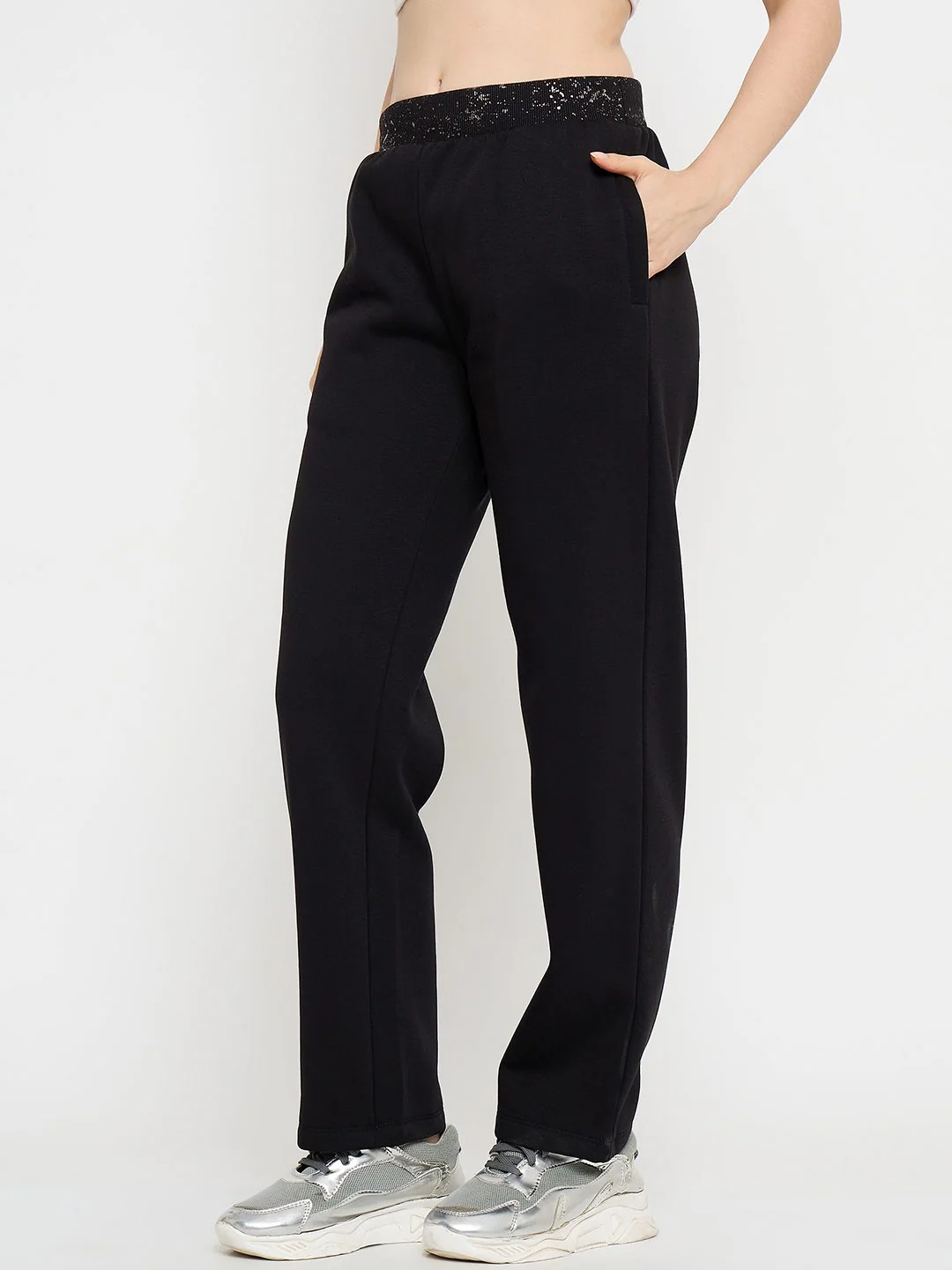 Madame Abstract Print Black Tapered Track Bottoms - Image 5