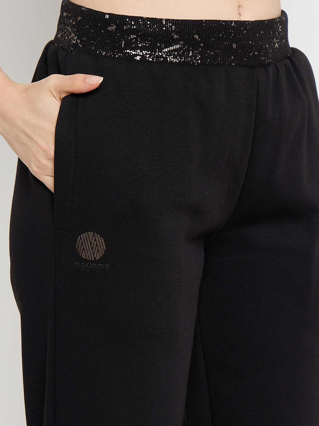 Madame Abstract Print Black Tapered Track Bottoms - Image 7