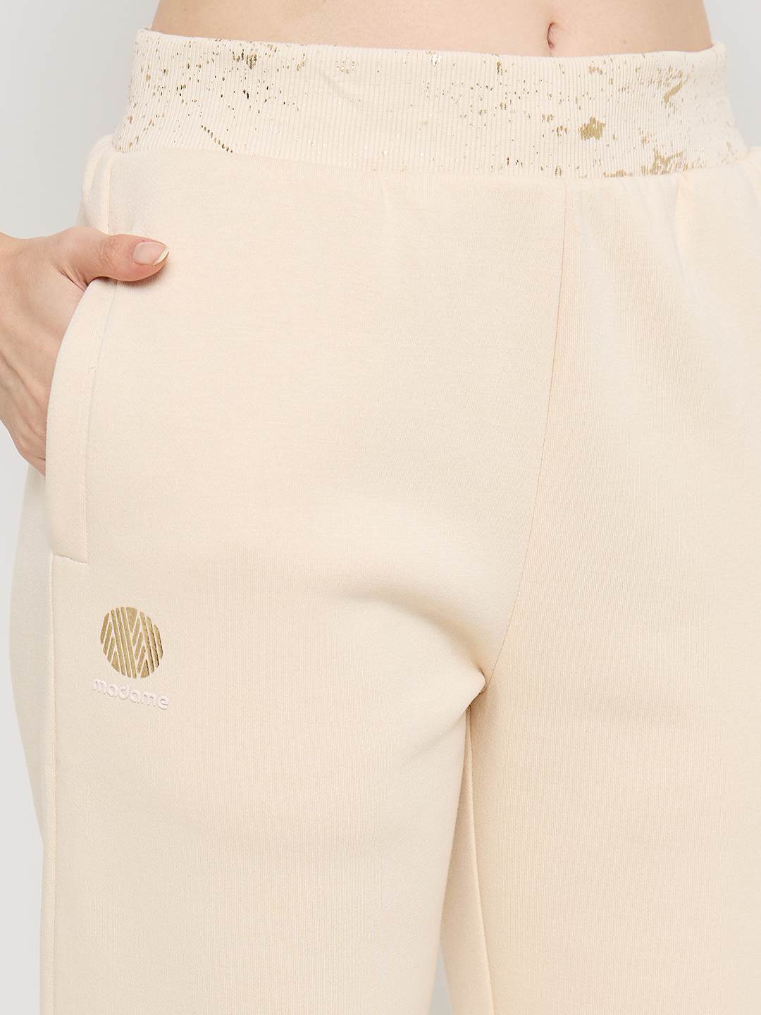 Madame Abstract Print Ivory Tapered Track Bottoms - Image 7