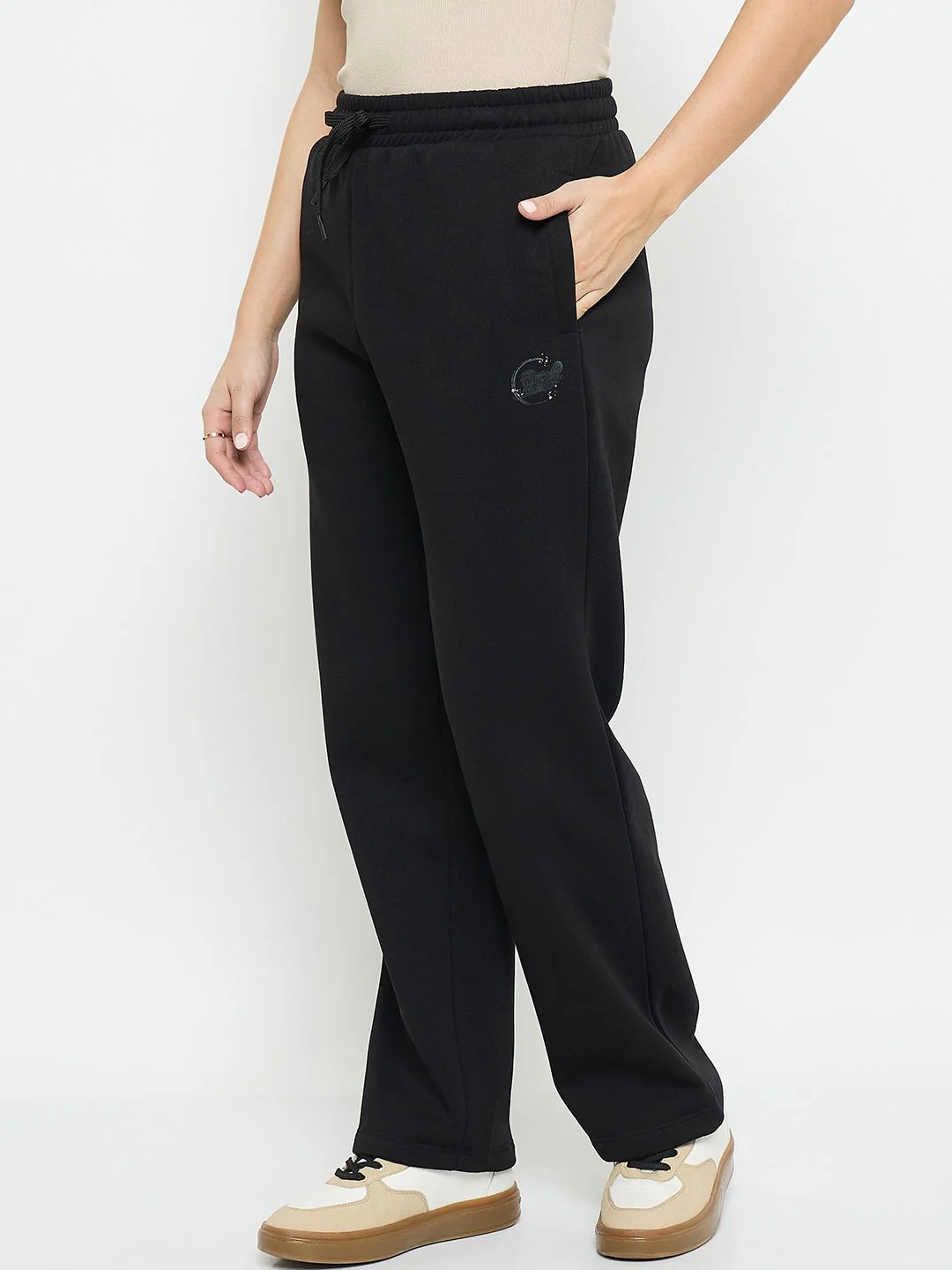 Madame Black Cotton Blend Track Bottoms - Image 5