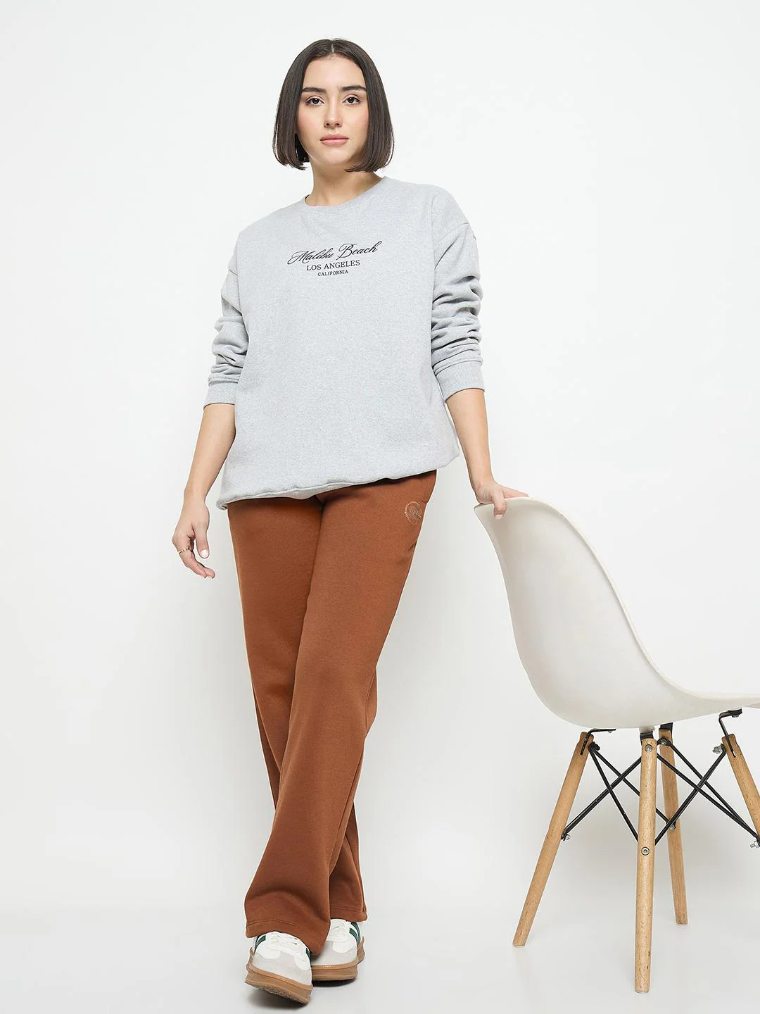 Madame Brown Cotton Blend Track Bottoms - Image 3