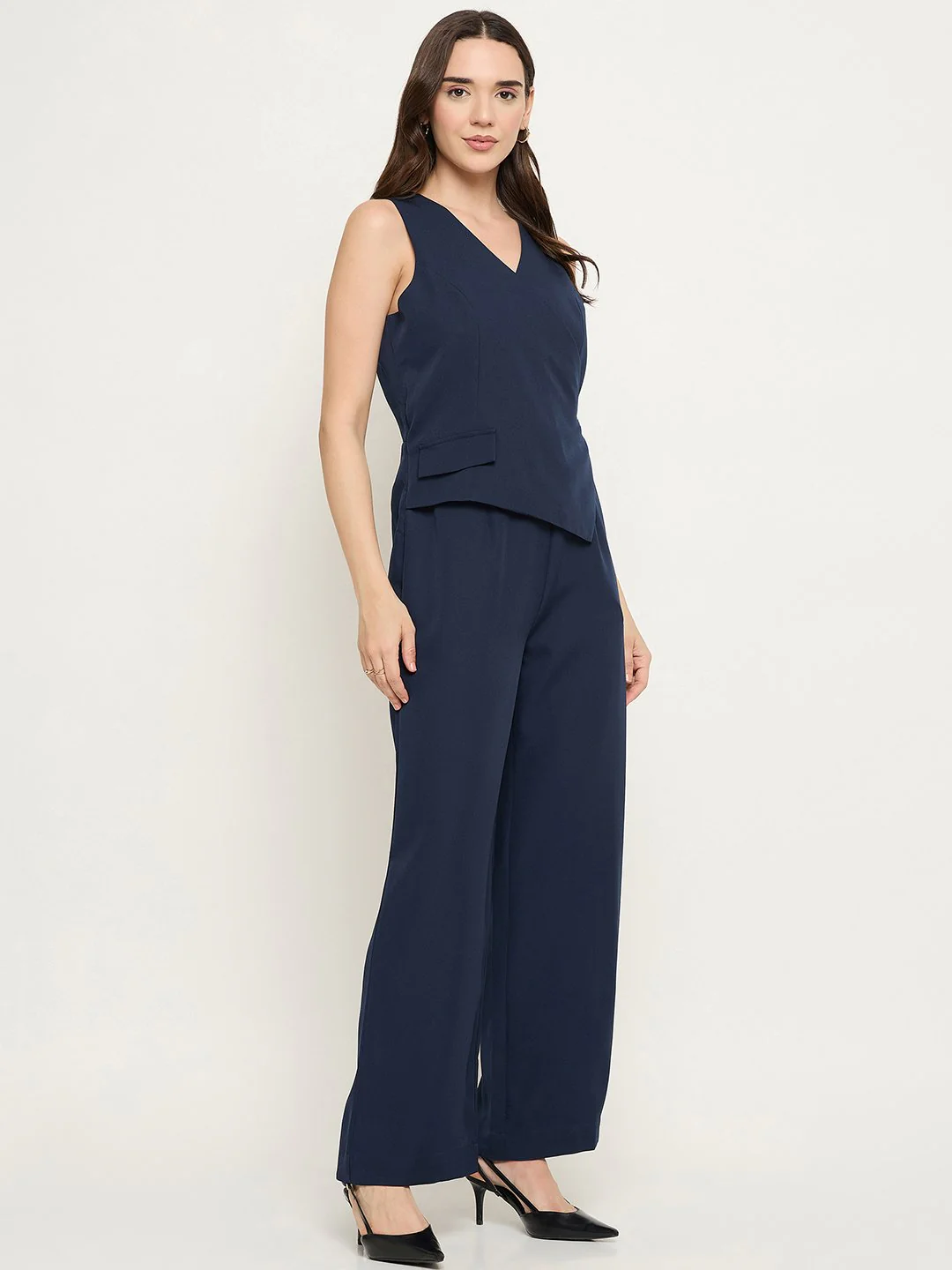 Madame Front Overlap Blue Jumpsuit - Image 4
