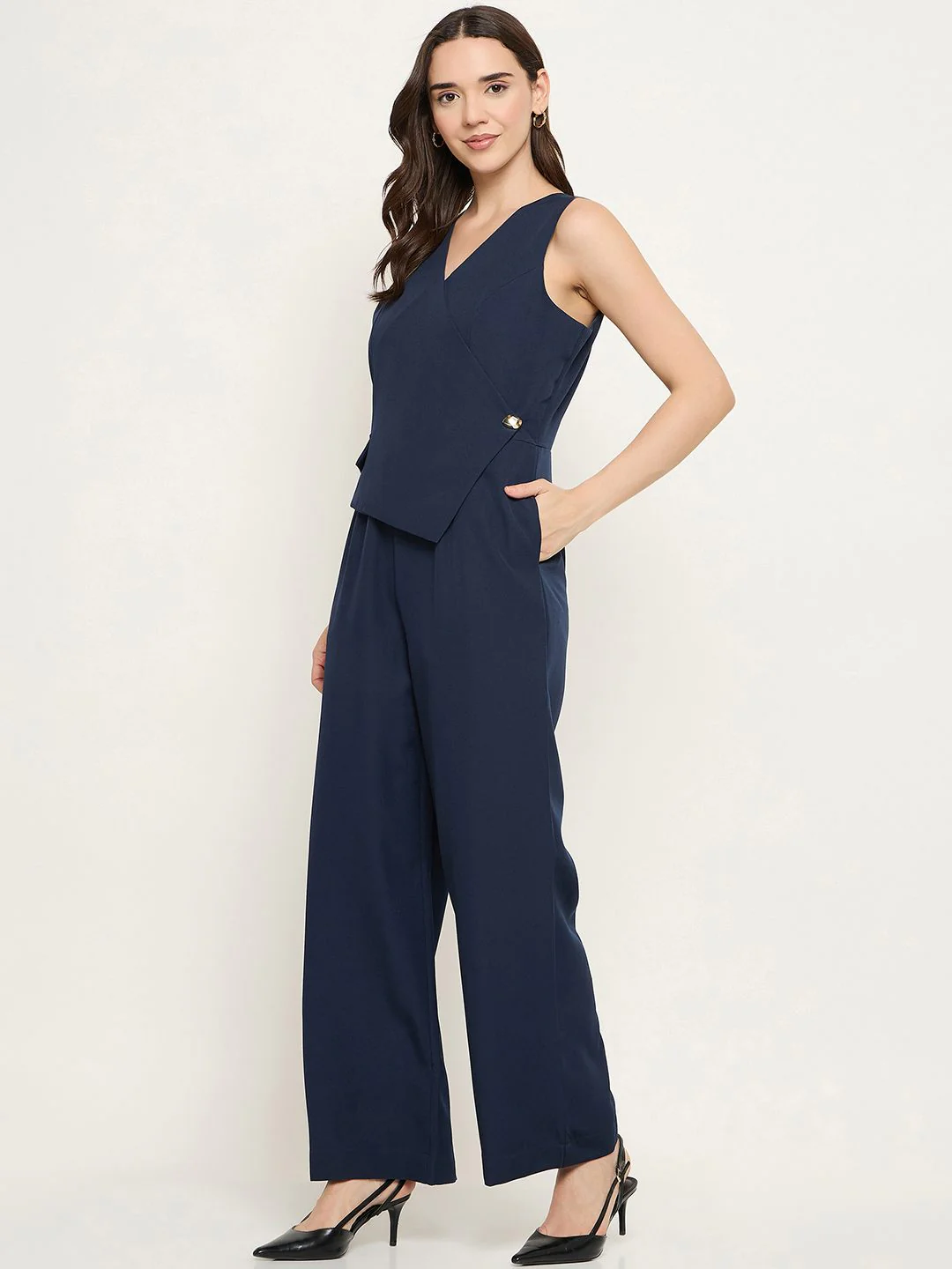 Madame Front Overlap Blue Jumpsuit - Image 5