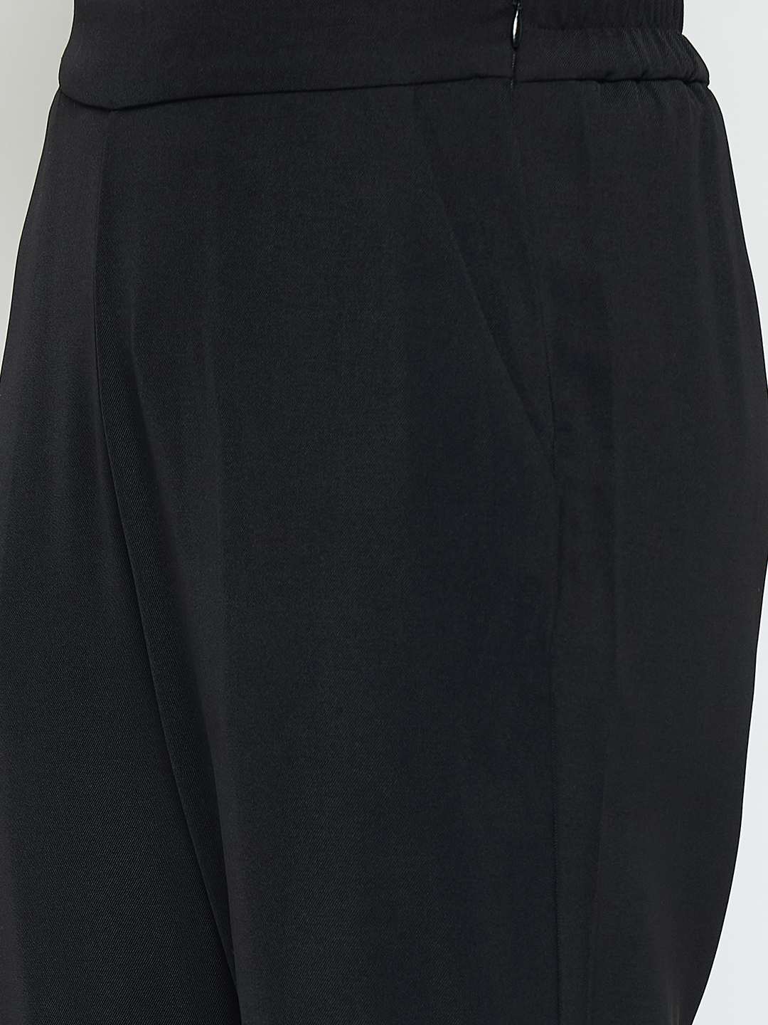 Madame Solid Straight Fit Black Trousers - Image 7