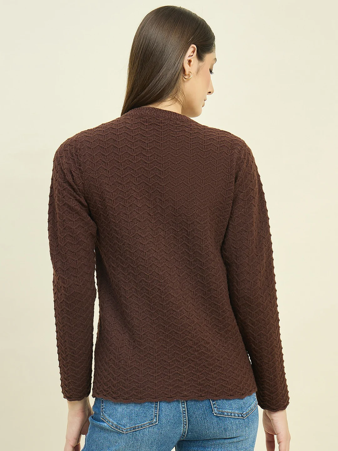 Madame Brown Rayon Blend V-Neck Cardigan - Image 6