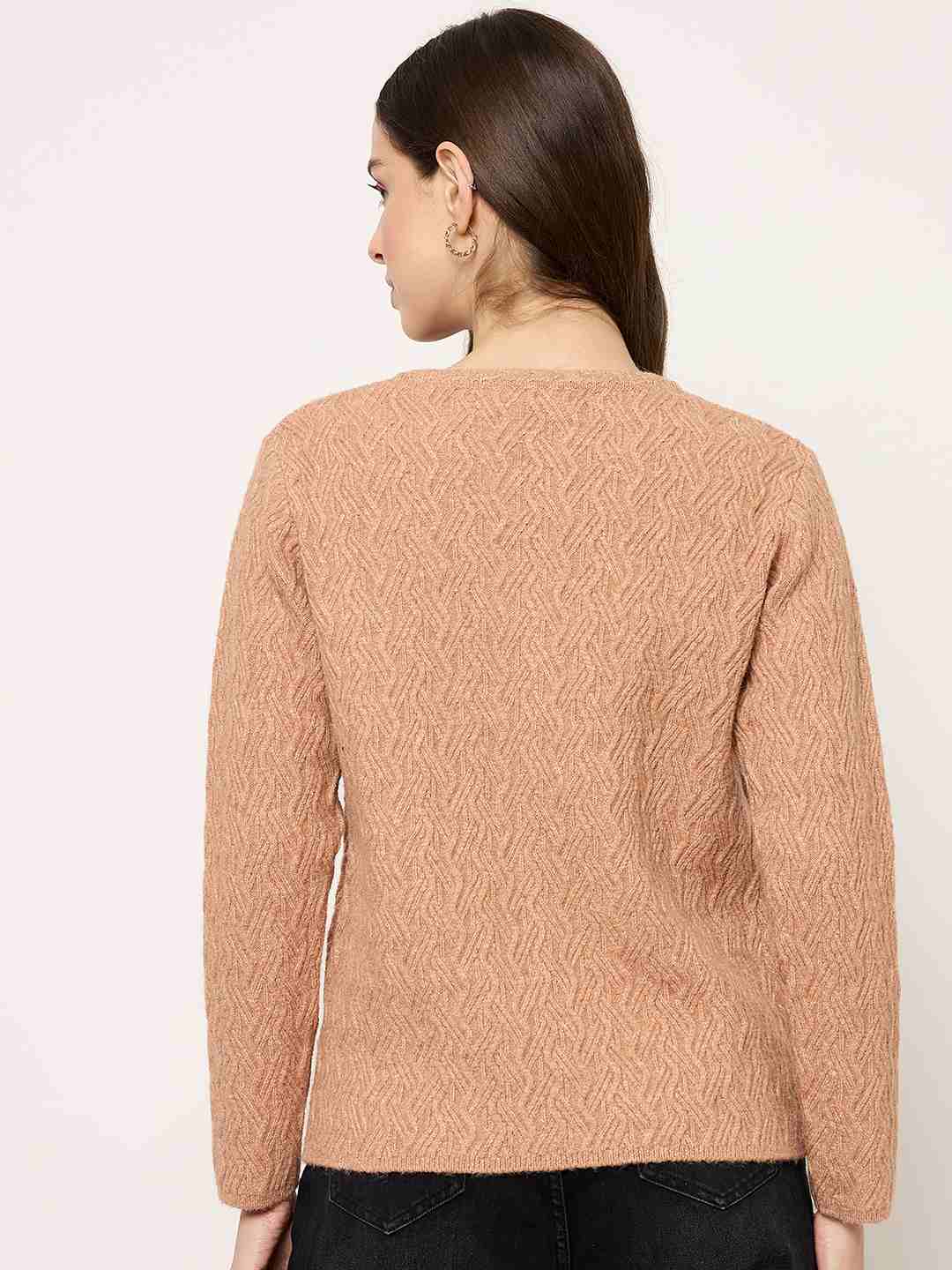 Madame Peach Crew Neck Cardigan with Buttons - Image 6