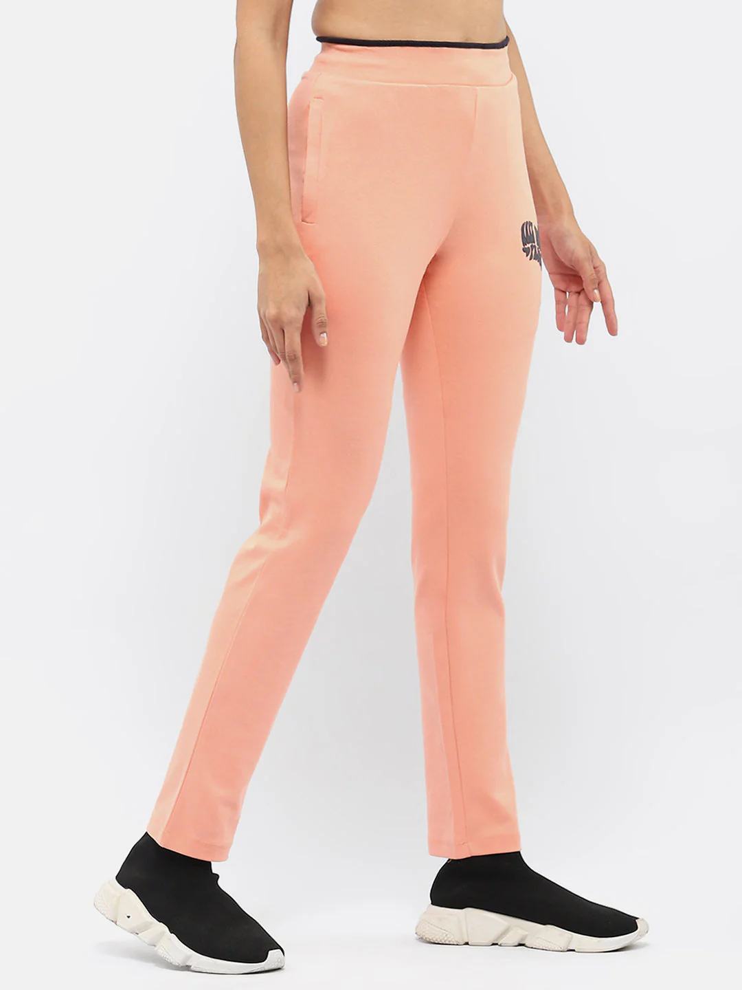 mSECRET Typography Peach Elasticated Waist Track Bottom - Image 3