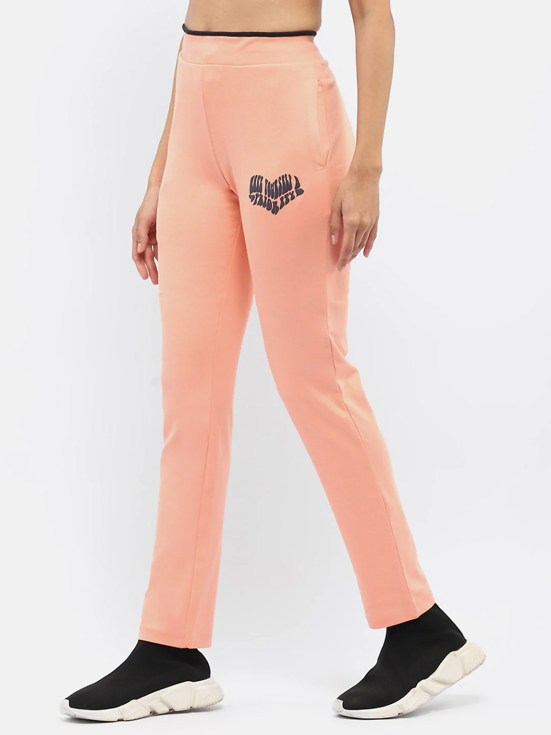 mSECRET Typography Peach Elasticated Waist Track Bottom - Image 4