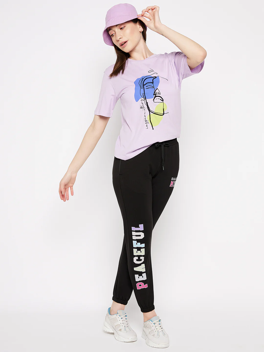 Msecret Black Printed Mid-Rise Cotton Track Bottom - Image 2