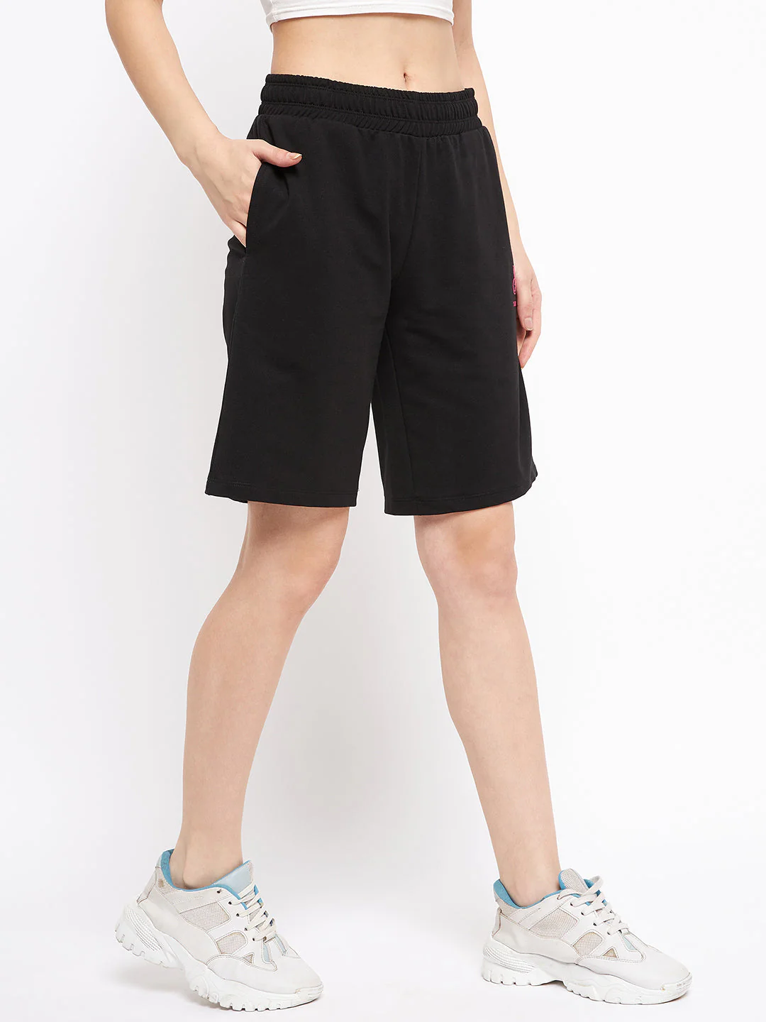 mSECRET Mid-Rise Solid Black Shorts - Image 3