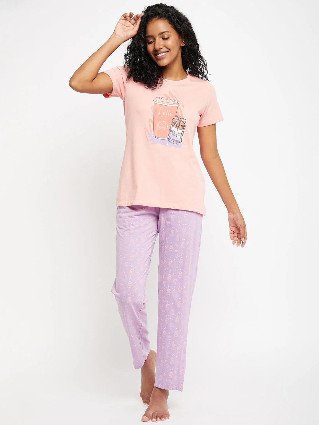 mSECRET Peach Printed Cotton Nightsuit - Image 2