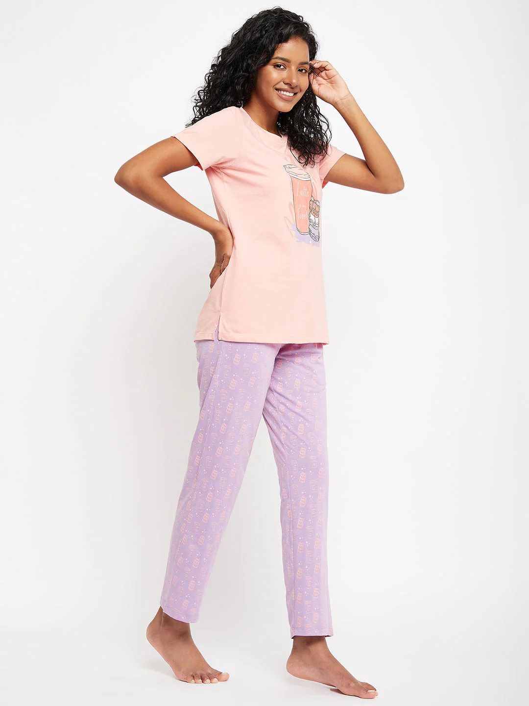mSECRET Peach Printed Cotton Nightsuit - Image 3