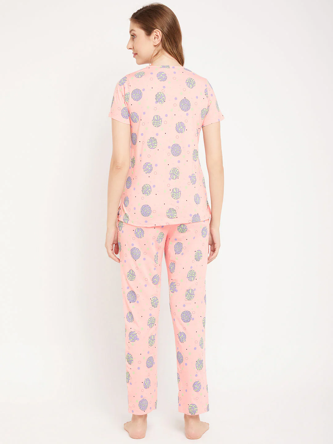 mSECRET Peach Printed Cotton Nightsuit - Image 4
