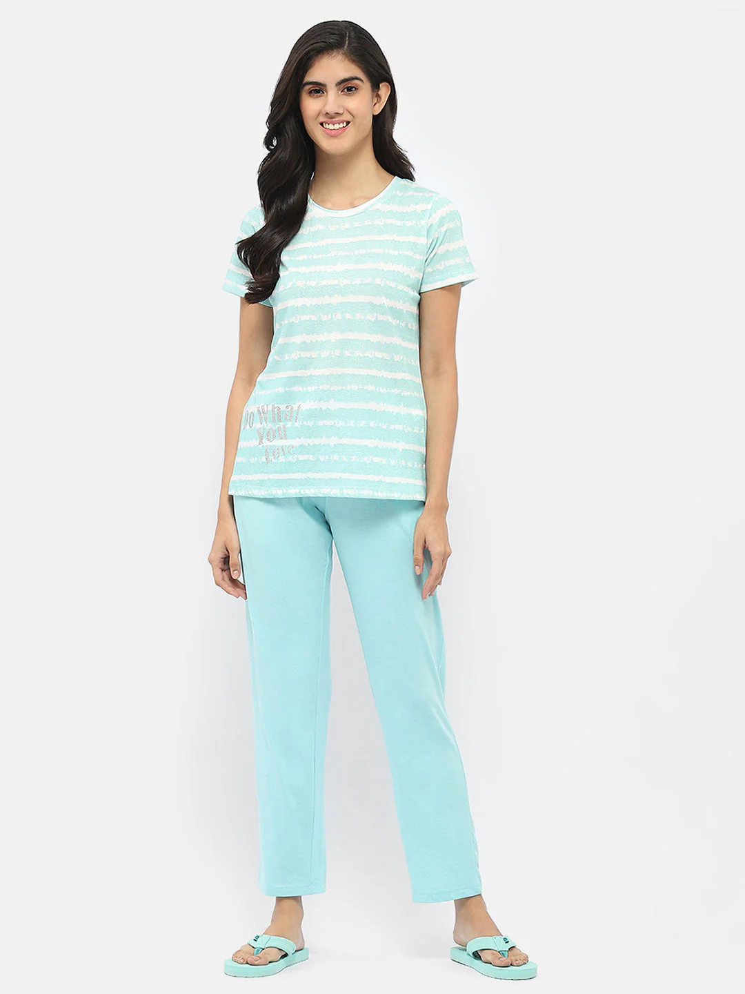 mSECRET Typography Aqua Blue Nightsuit - Image 2