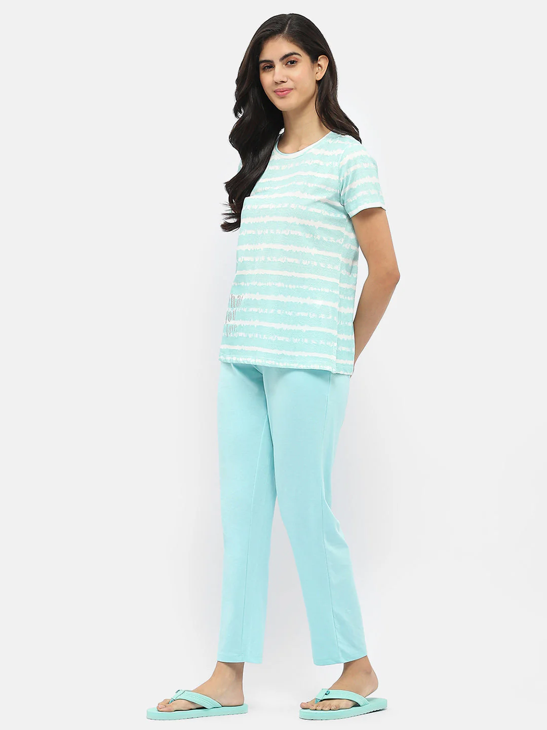 mSECRET Typography Aqua Blue Nightsuit - Image 4