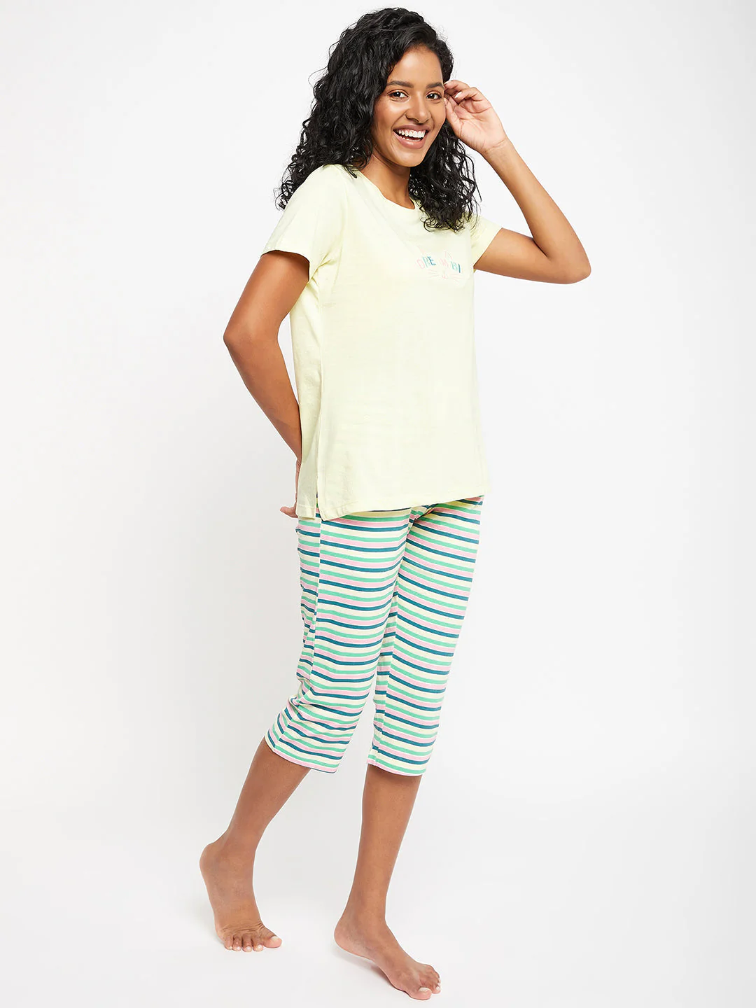 mSECRET Yellow Typography Cotton 2 pc Nightsuit - Image 4