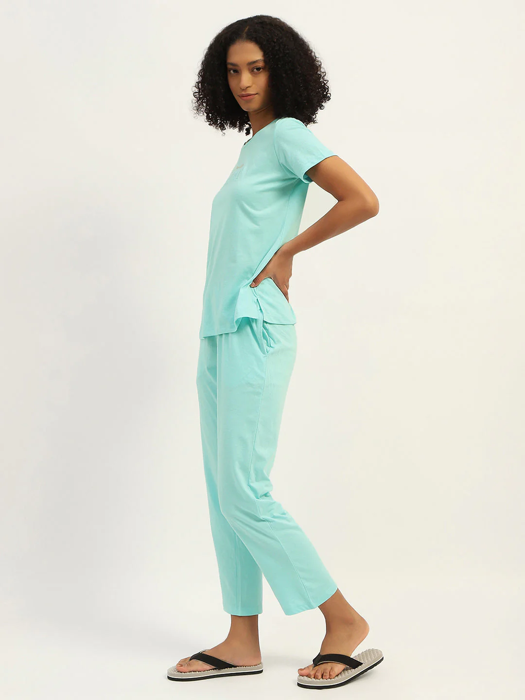 mSECRET Printed Aqua Cotton Blend Nightsuit Set - Image 5