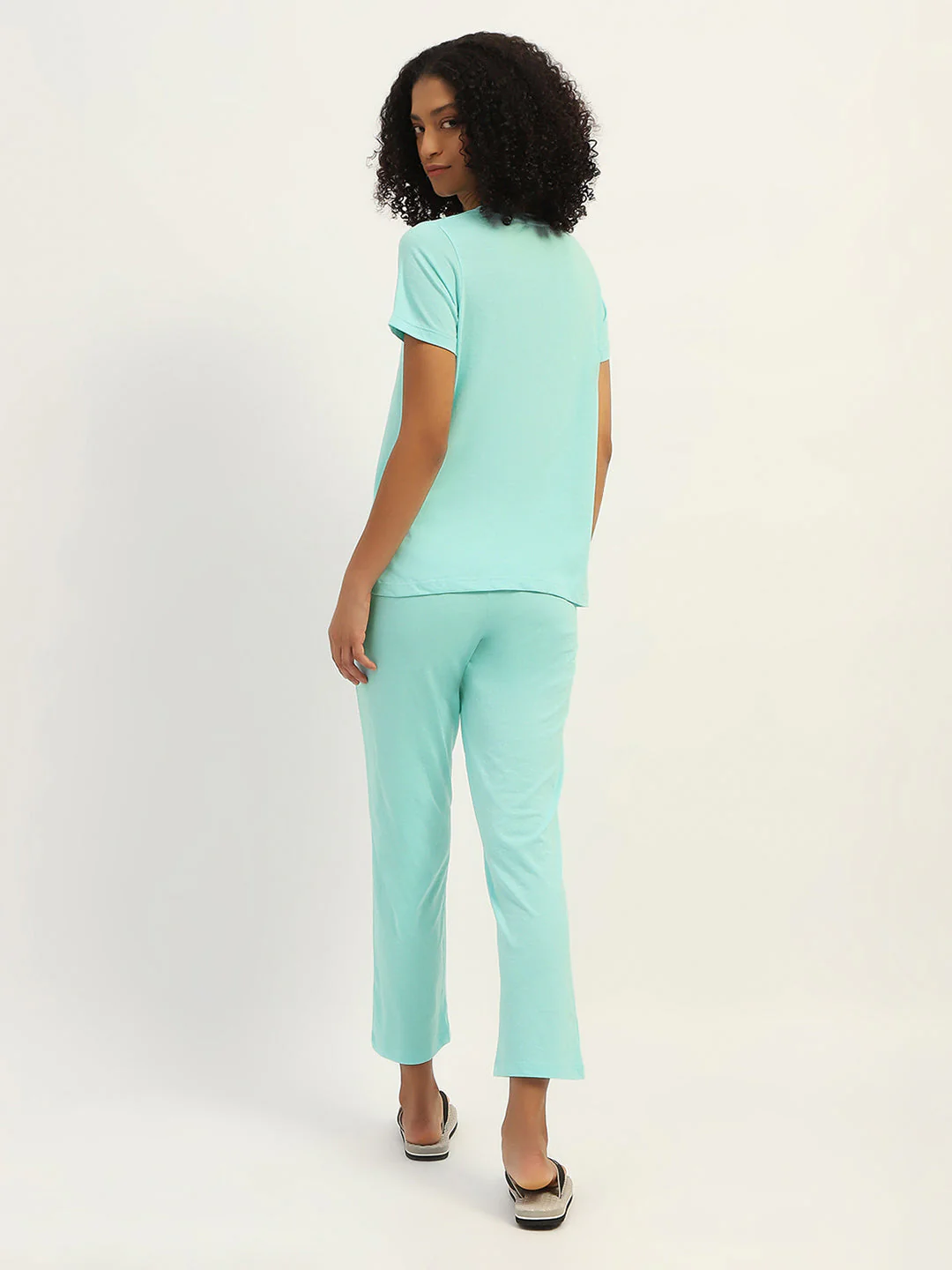 mSECRET Printed Aqua Cotton Blend Nightsuit Set - Image 6