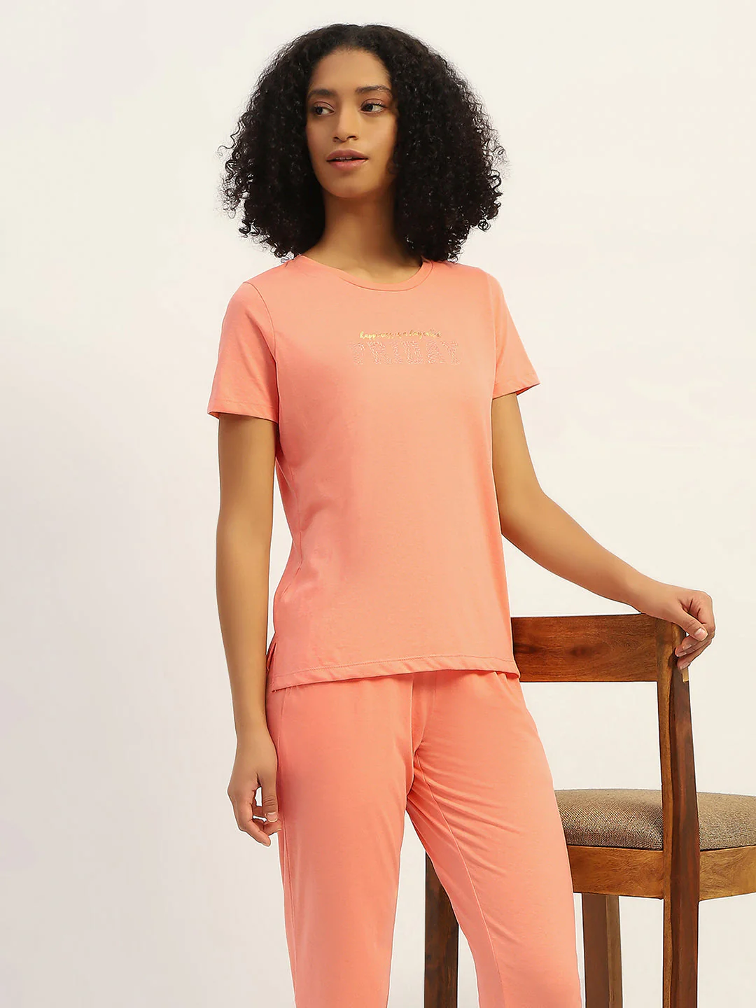 mSECRET Printed Orange Nightsuit Set - Image 2