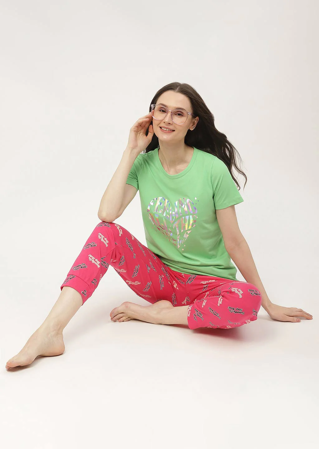 mSECRET Graphic Print Green & Peach Combo T-shirt - Image 2