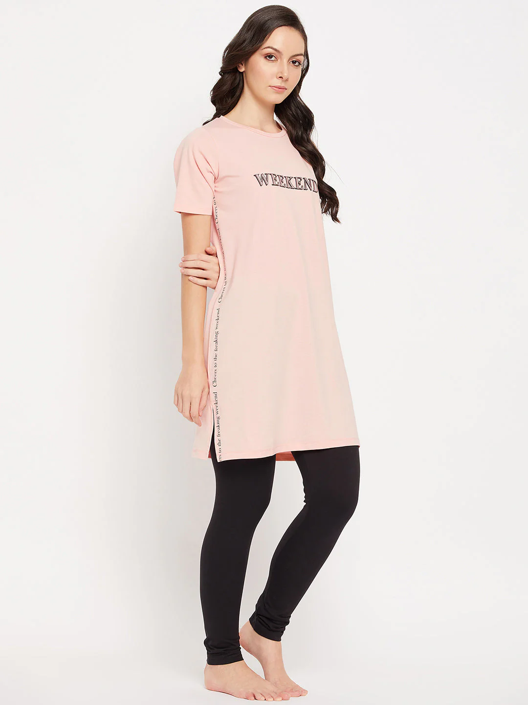 mSECRET Peach Cotton Typography 2 pc Nightsuit - Image 3
