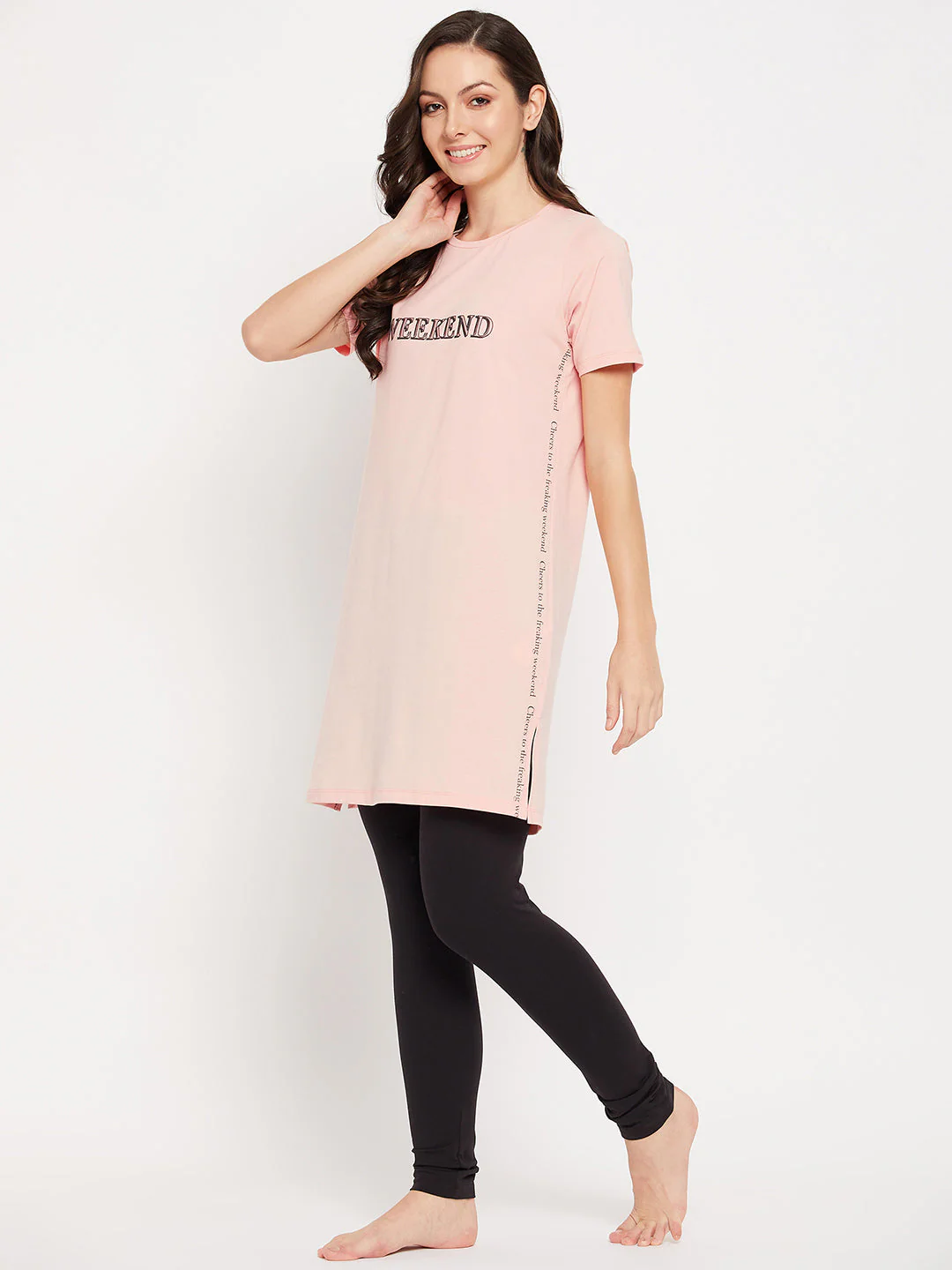 mSECRET Peach Cotton Typography 2 pc Nightsuit - Image 4