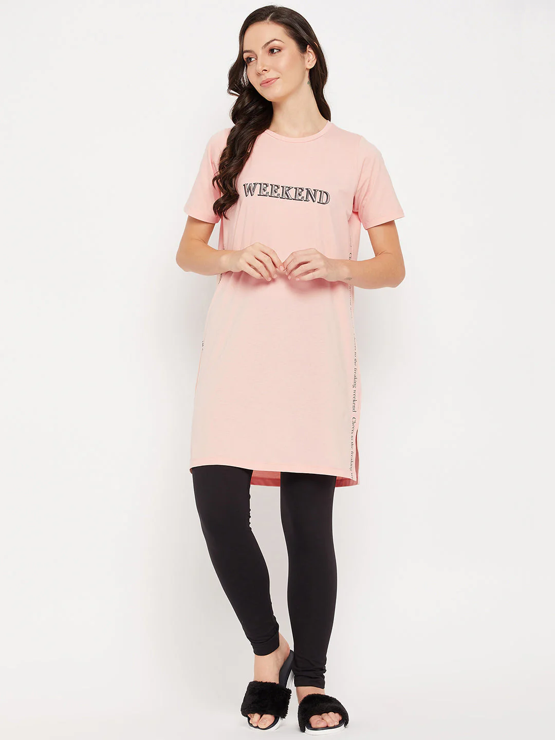mSECRET Peach Cotton Typography 2 pc Nightsuit - Image 5
