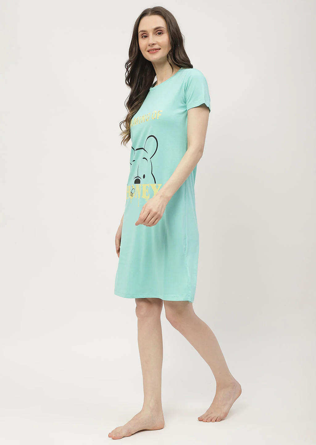 mSECRET Disney Pooh Printed Mint Green Nightdress - Image 4