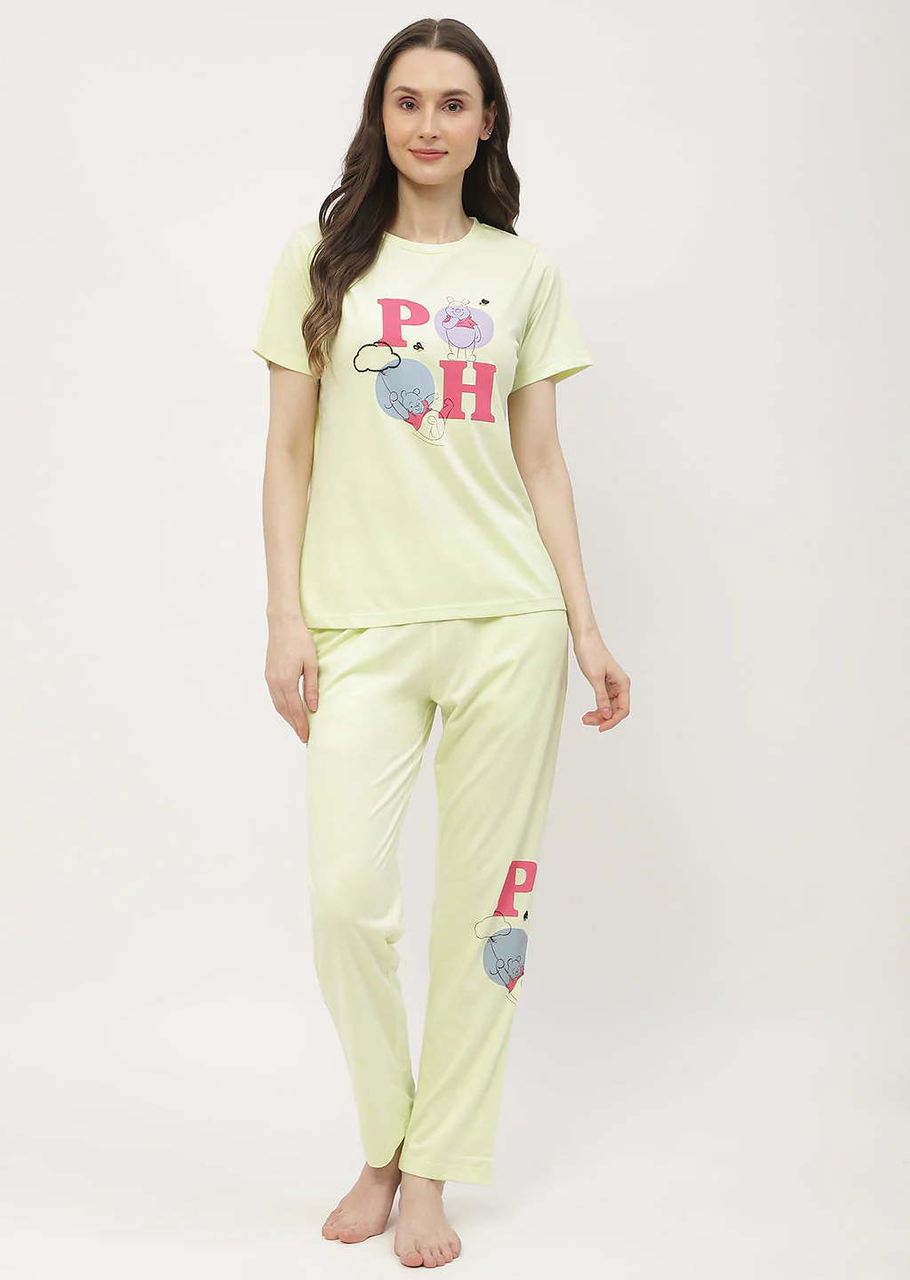 mSECRET Disney Pooh Printed T-shirt with Pajama Neon Nightsuit - Image 2