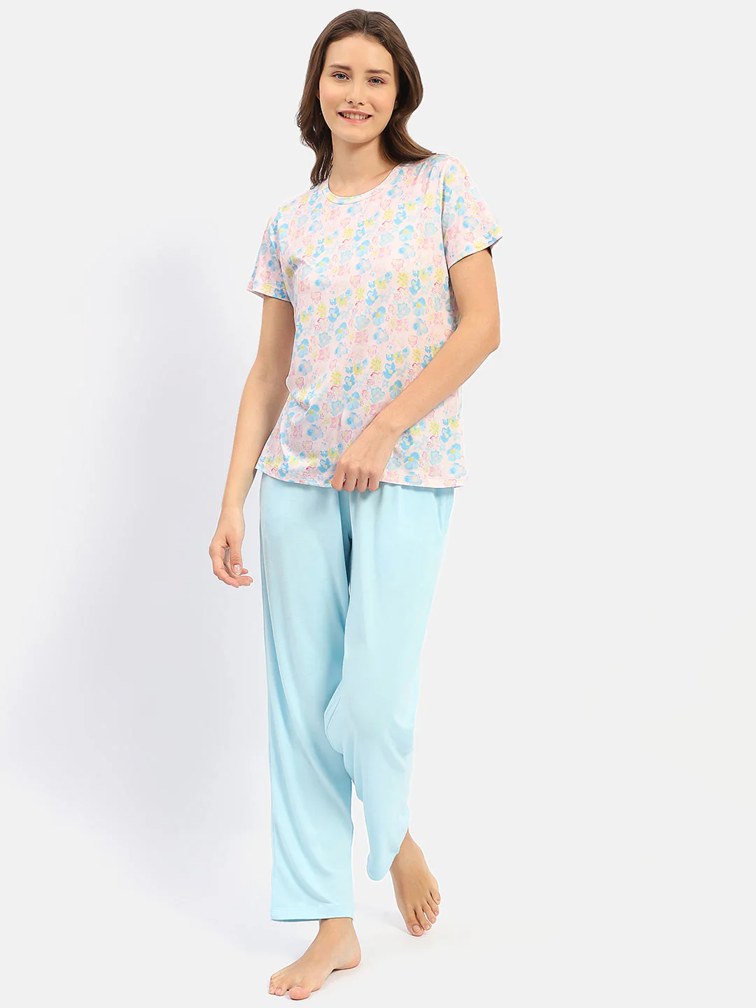 mSECRET Abstract Print Blue Two Piece Nightsuit - Image 2