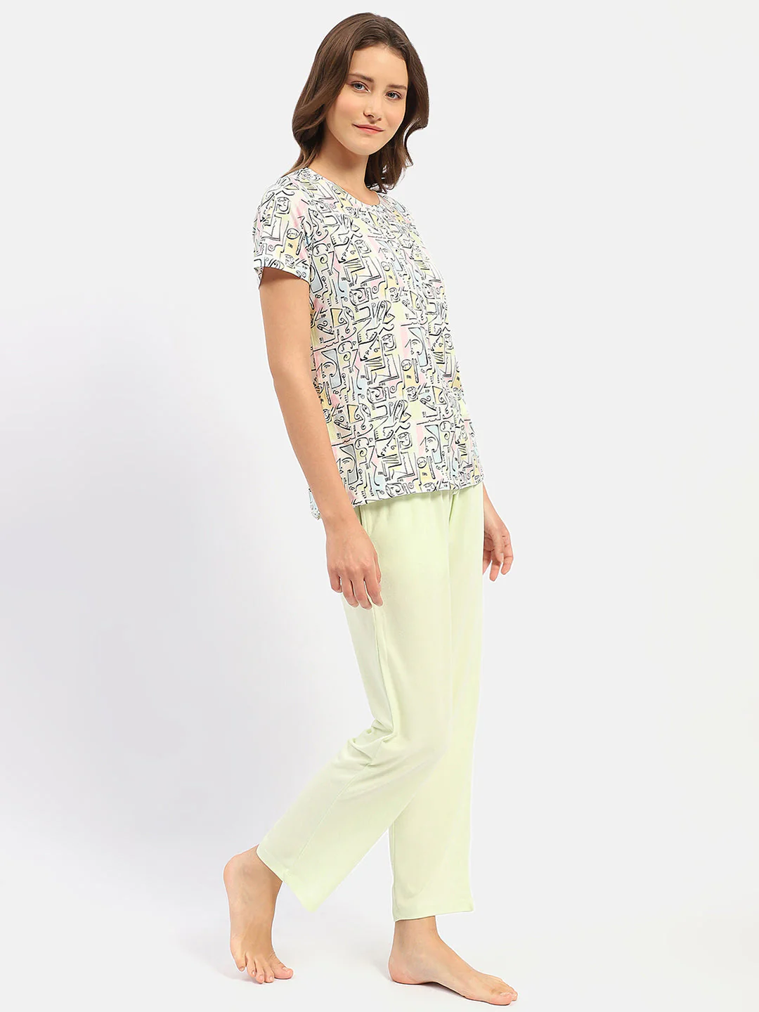 mSECRET Graphic Print Lime Green Two Piece Nightsuit - Image 4