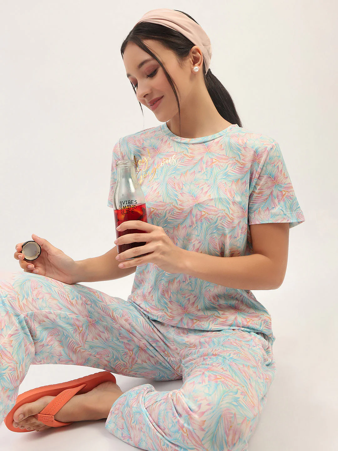 mSECRET Printed Mint Nightsuit Set - Image 2