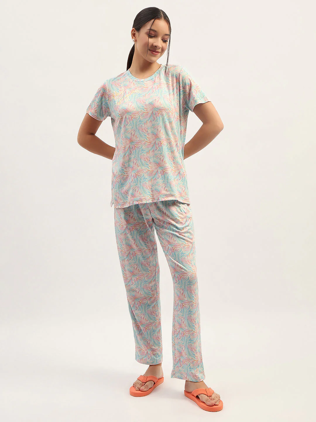 mSECRET Printed Mint Nightsuit Set - Image 3