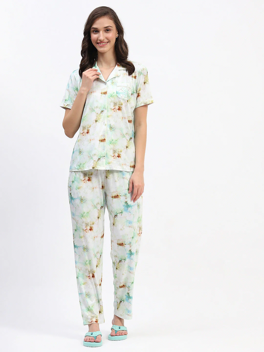 mSECRET Short Sleeve Tie-Dye Mint Pajama Set - Image 3