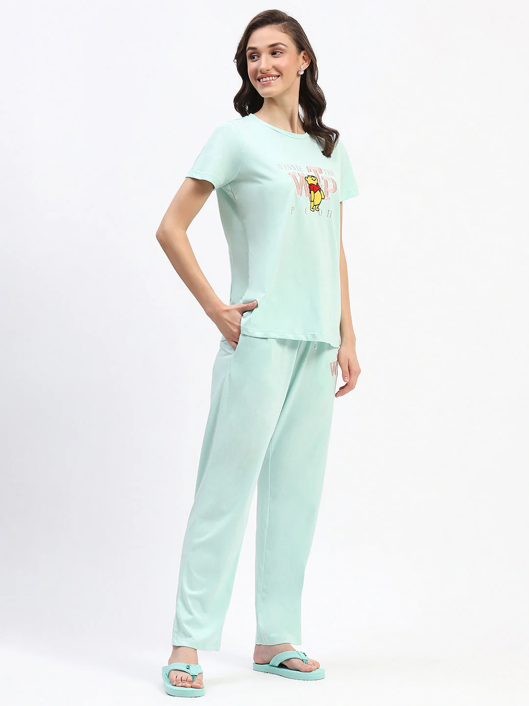 mSECRET Disney Typography Cotton Mint Night Suit Set - Image 4