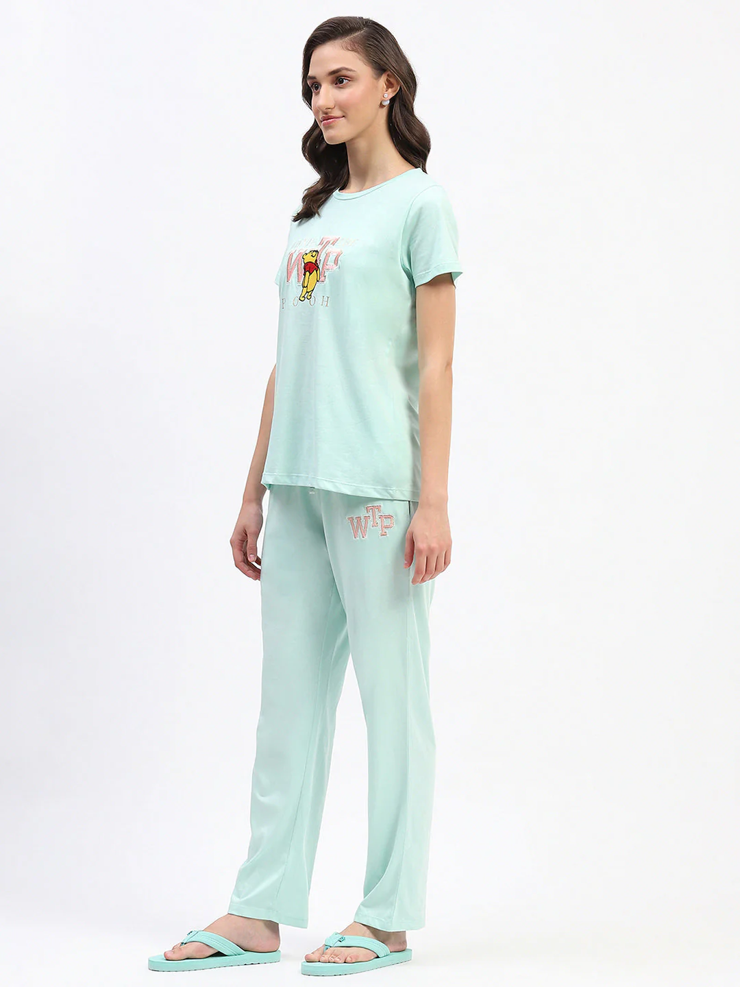 mSECRET Disney Typography Cotton Mint Night Suit Set - Image 5