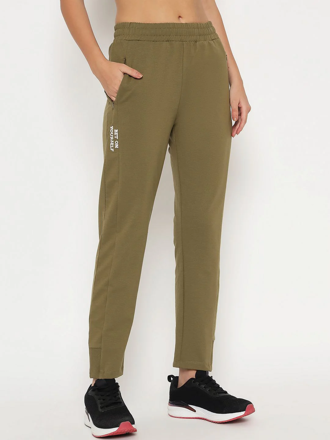 mSECRET Pleated Olive Green Straight Track Bottoms - Image 3