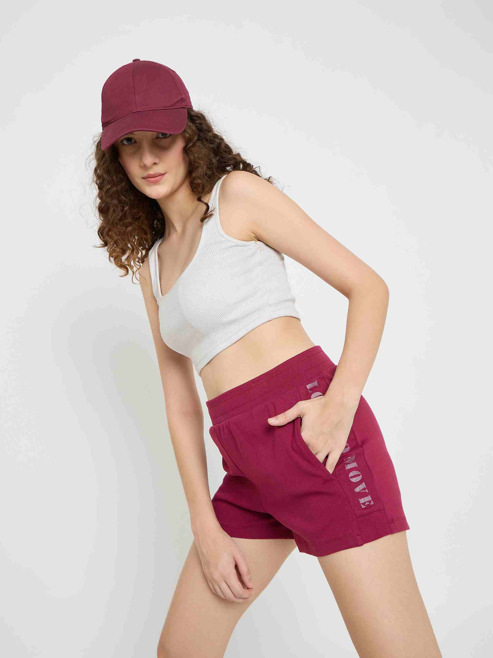 mSECRET Elasticated Hem Wine Red Cotton Blend Shorts - Image 7